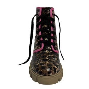 SHOE REPUBLIC / Husky / Leopard Print / Lace-Up / Chunky / Ankle / Boots With Pi